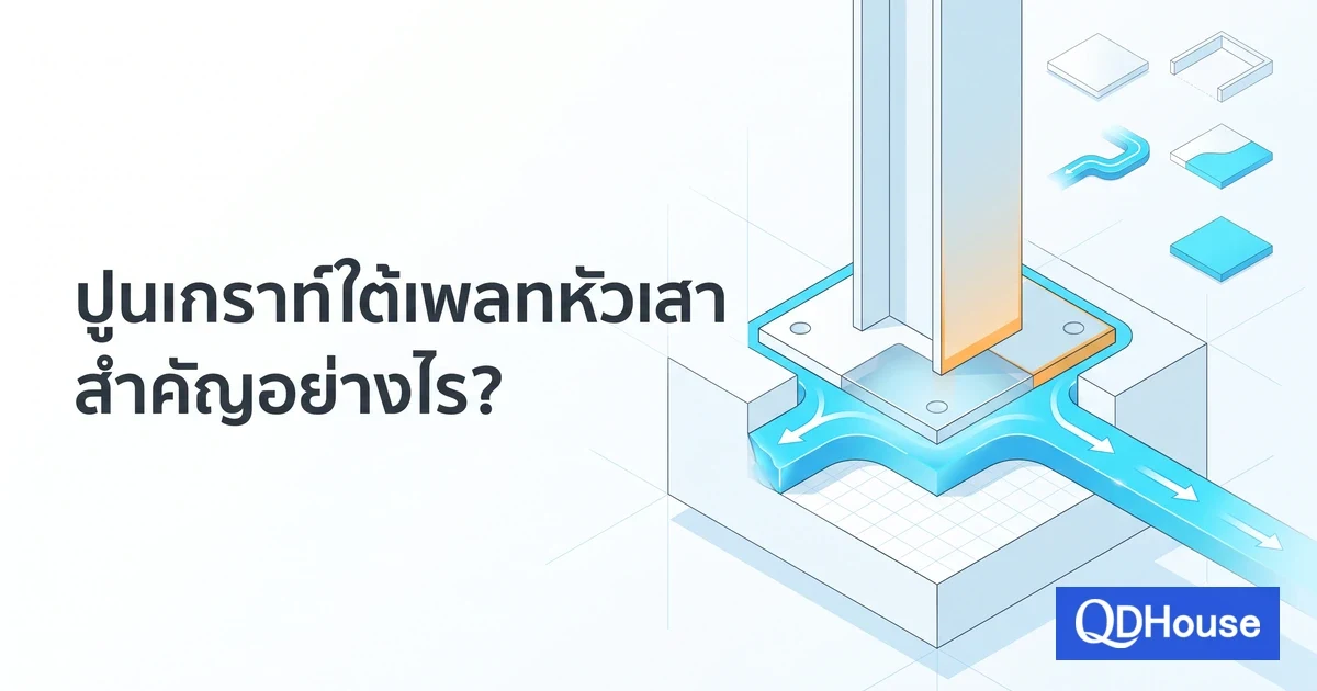 แบบจำลองสามมิติของเสาเหล็กกล่องบนหัวเสาคอนกรีต หลังเติมปูนเกราท์เต็มพื้นที่ใต้เพลท