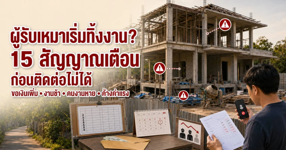 15 พฤติกรรมช่างและผู้รับเหมาที่เสี่ยงทิ้งงาน พร้อมวิธีรับมือ ปี 2569