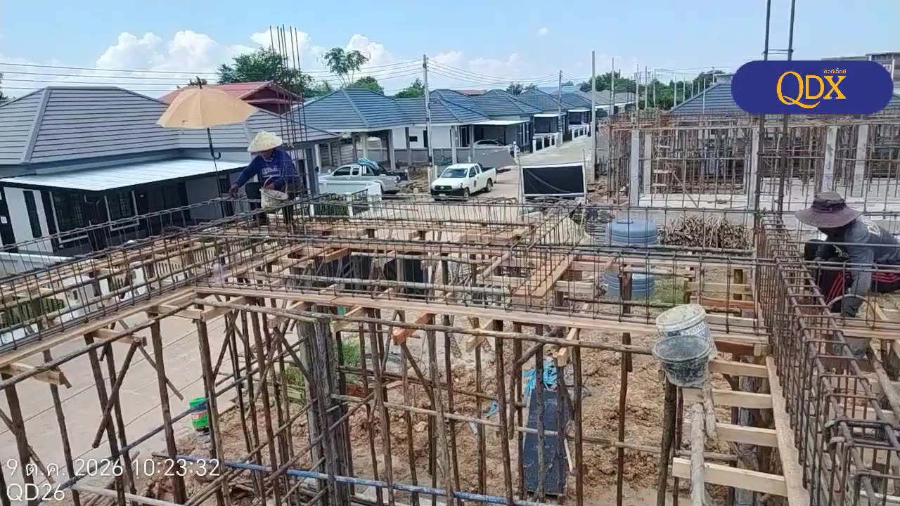 อัปเดตหน้างาน QD26: 绑扎เหล็กโครงสร้าง