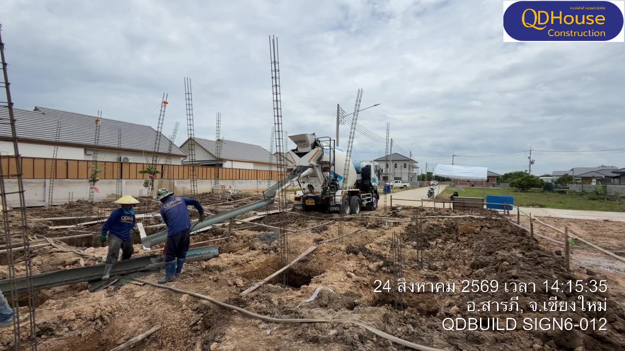 เทคอนกรีตฐานบ้านซายน์ เนเจอร์ โครงการ 6