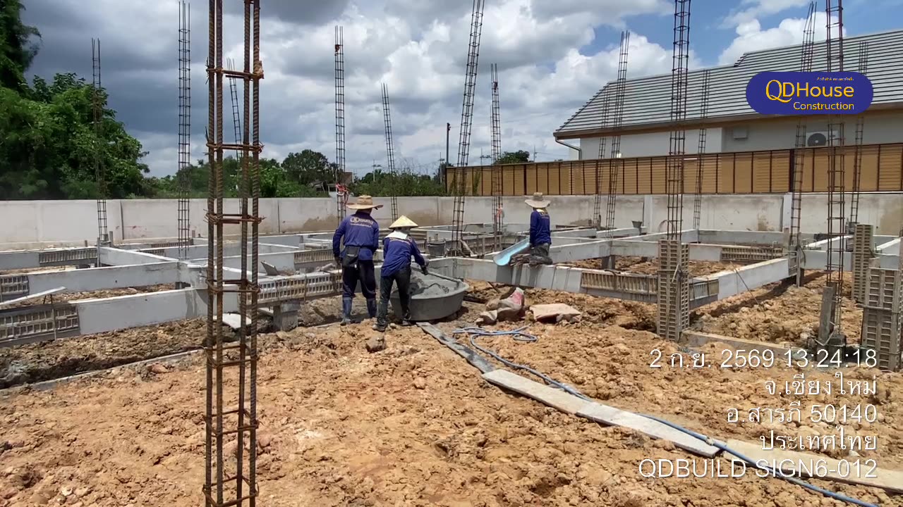 บ้านซายน์ เนเจอร์ โครงการ 6: ดำเนินงานเทคอนกรีตพื้นฐาน